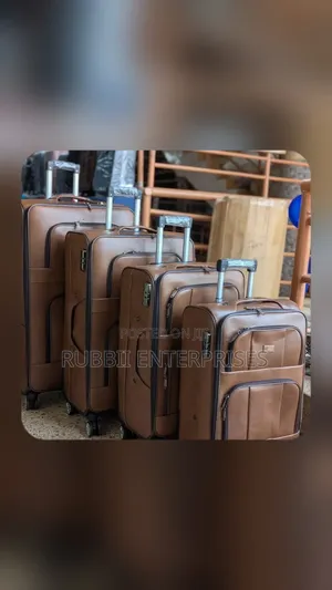 Coffee Brown PU Leather Travel Suitcases 4pcs
