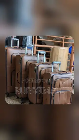 Coffee Brown PU Leather Travel Suitcases 4pcs