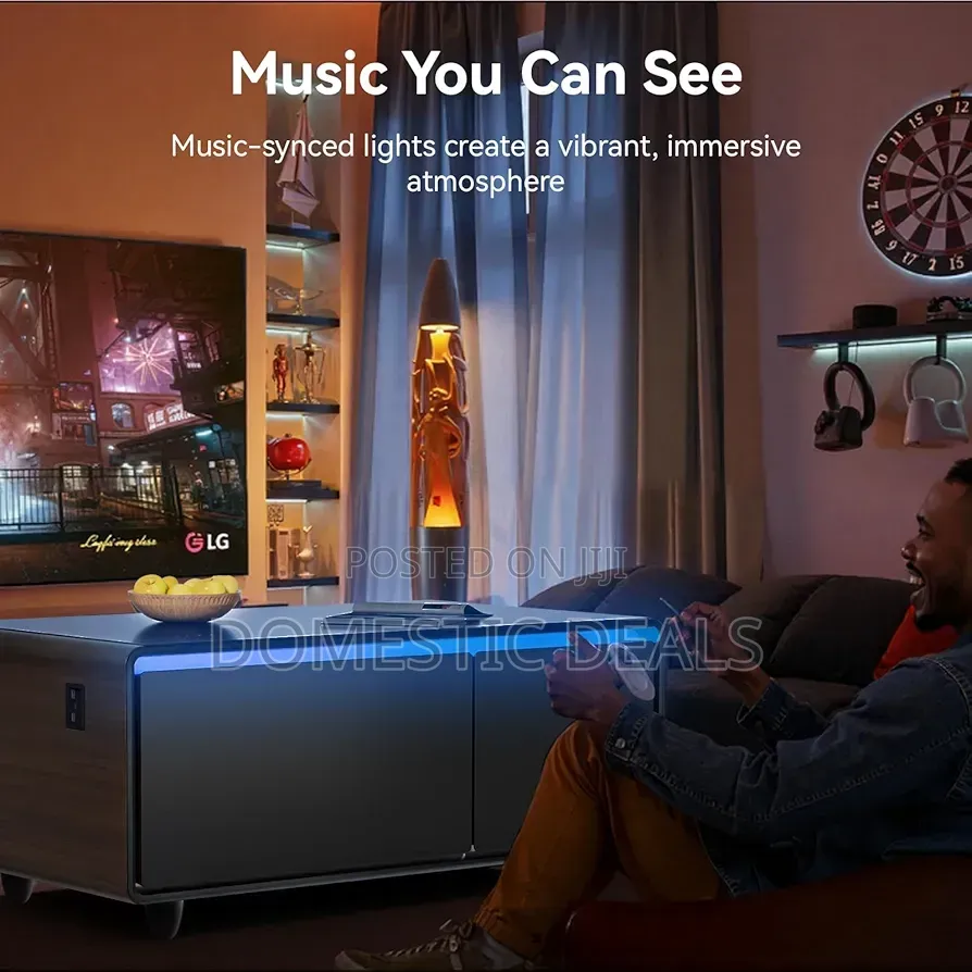 Smart Coffee Table, Living Room Table With Built in Fridge