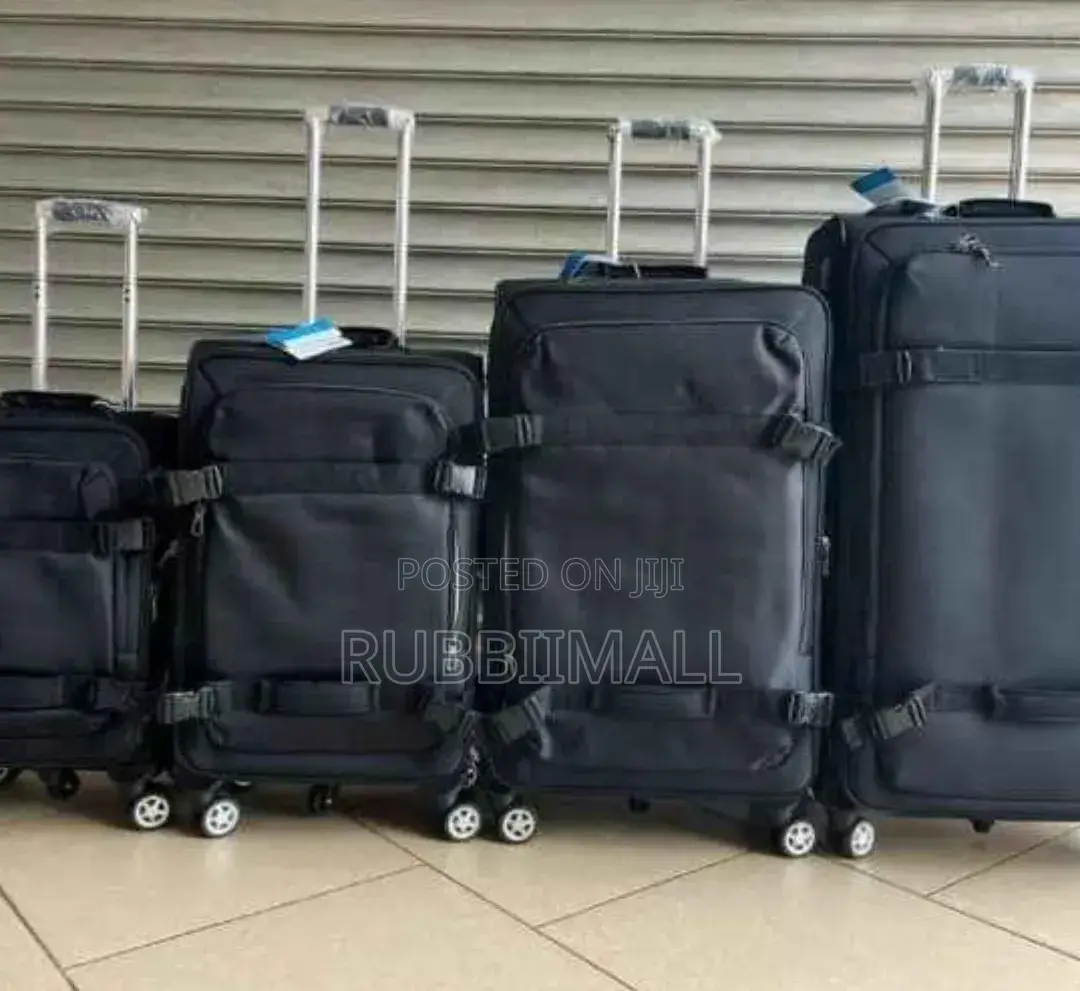 Set of Black Softside Rolling Upright Suitcase 4 PCS