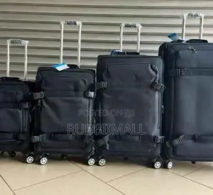 Set of Black Softside Rolling Upright Suitcase 4 PCS