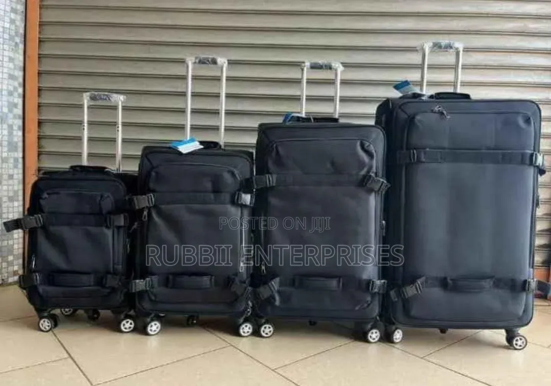 Set of Black Softside Rolling Upright Suitcase 4 PCS