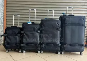 Set of Black Softside Rolling Upright Suitcase 4 PCS