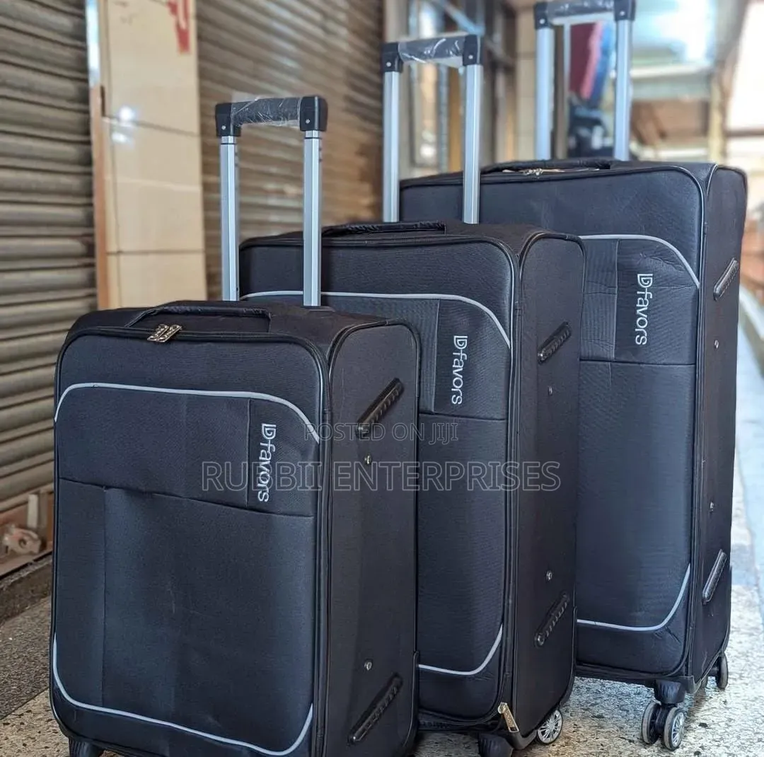 Black Dfavors Fabric Travel Suitcase ~ 3pc