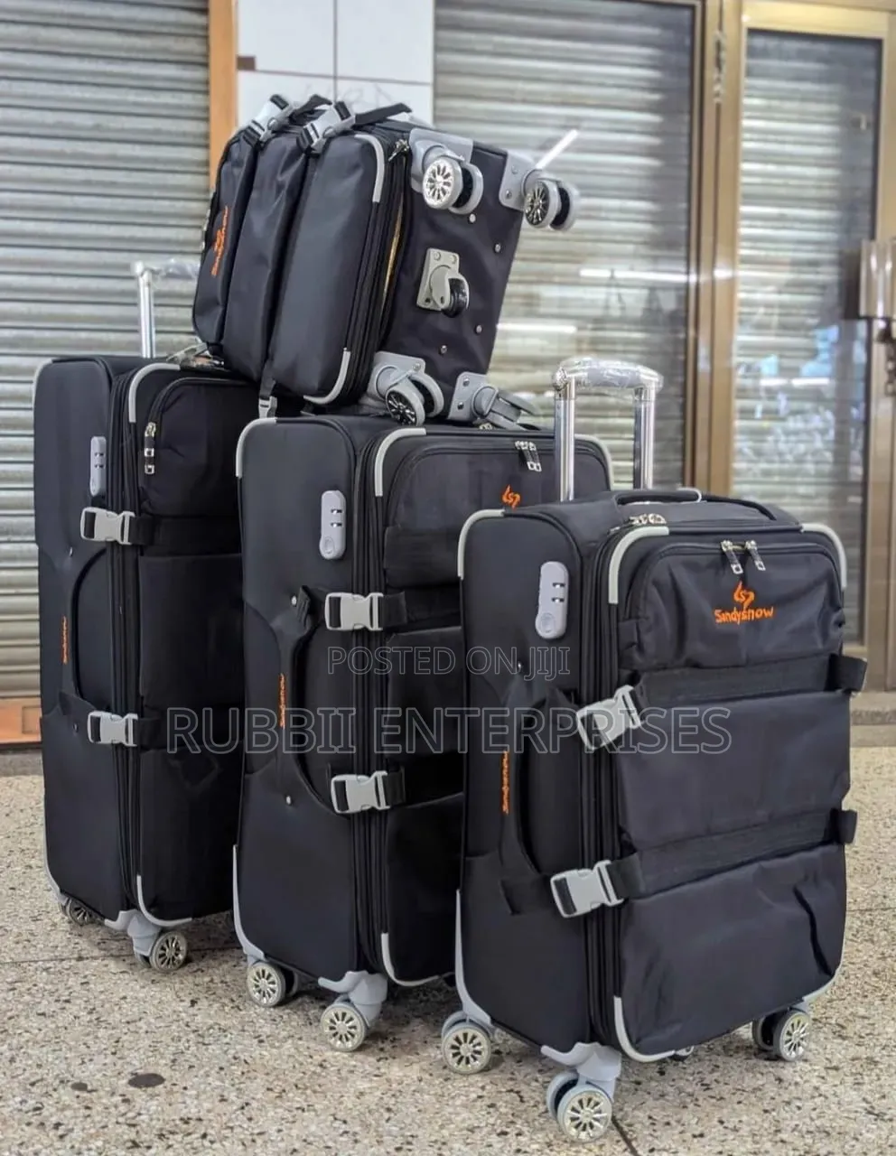 Black Sandy Snow 4-Piece Suitcase