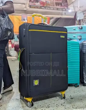 Prince Large-Scale Black and Yellow Fabric Spinner Suitcase