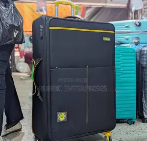 Prince Large-Scale Black and Yellow Fabric Spinner Suitcase