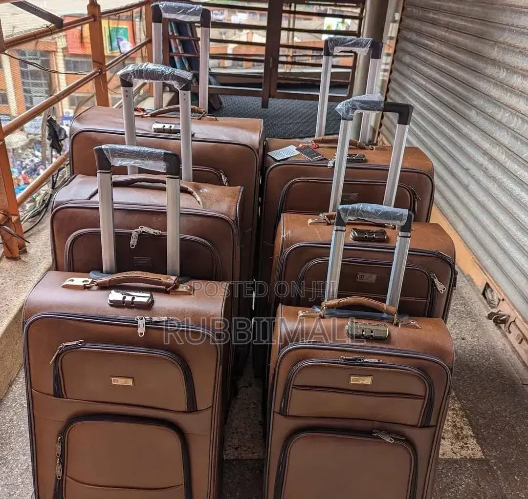 Brown PU Leather Multi-Piece Travel Luggage Suitcase 3 in 1
