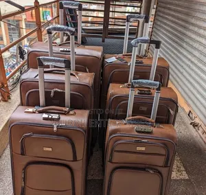 Brown PU Leather Multi-Piece Travel Luggage Suitcase 3 in 1