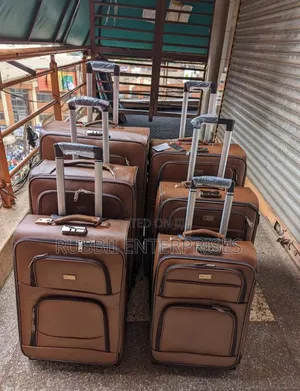 Brown PU Leather Multi-Piece Travel Luggage Suitcase 3 in 1