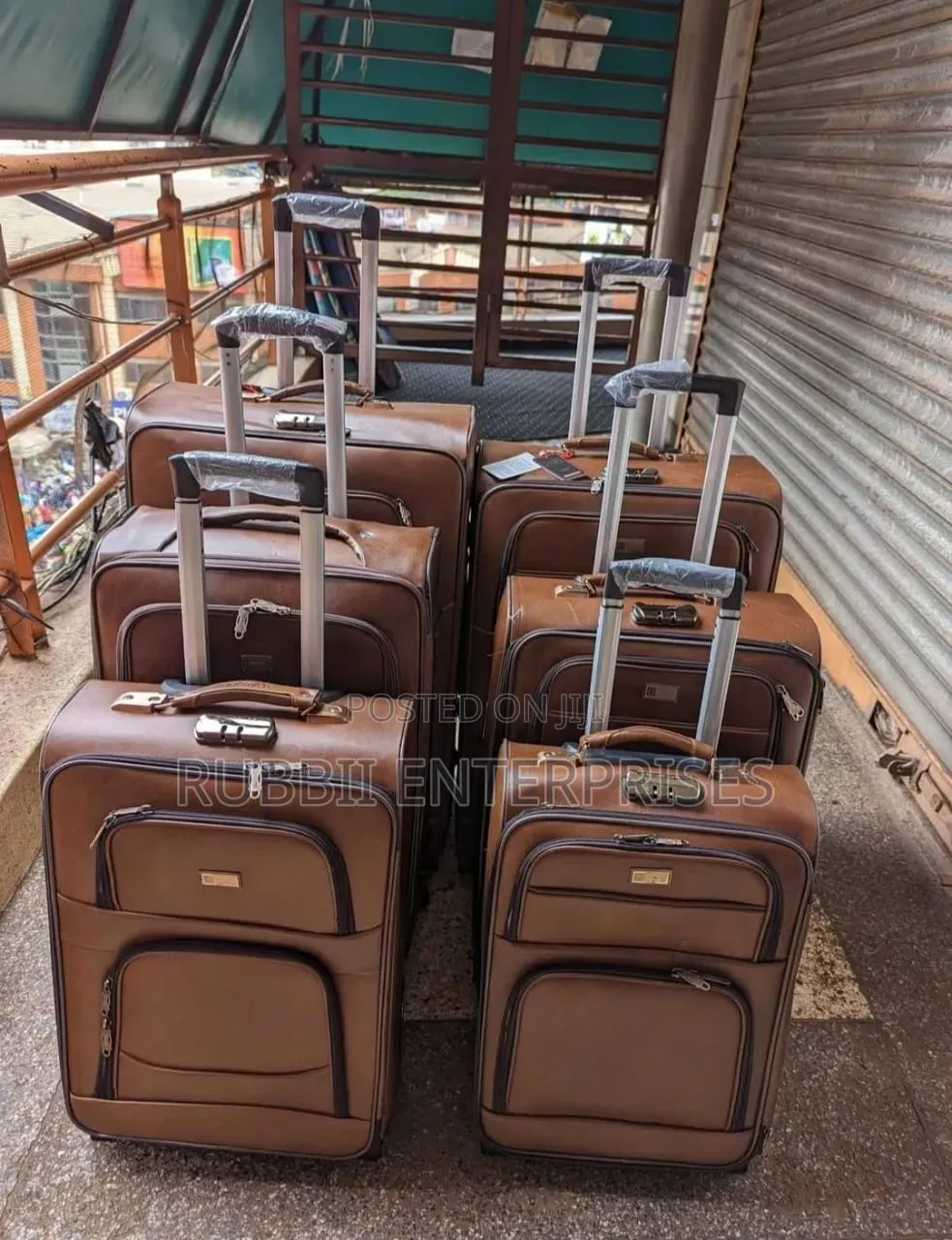 Brown PU Leather Multi-Piece Travel Luggage Suitcase 3 in 1