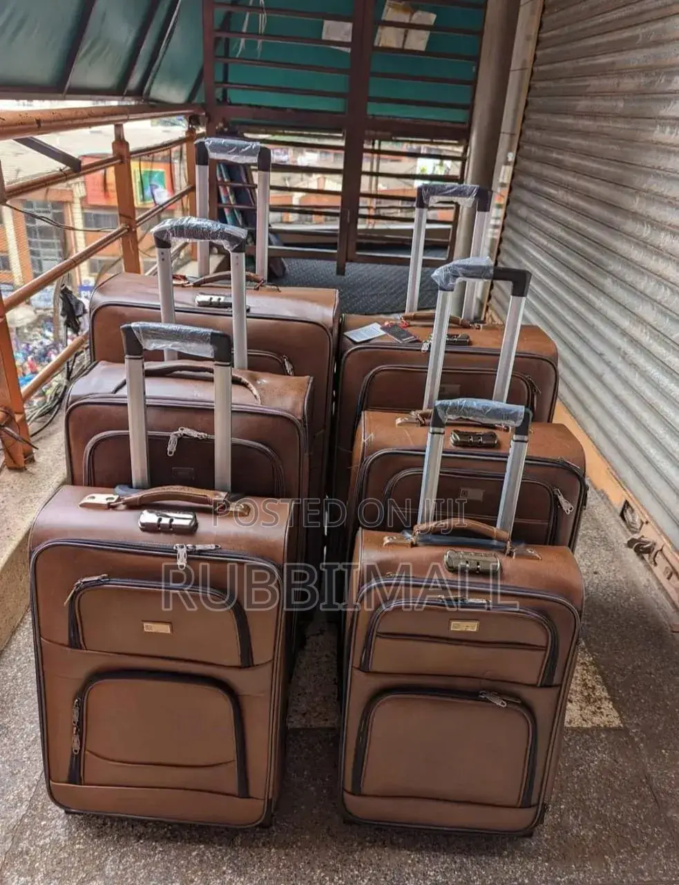 Brown PU Leather Multi-Piece Travel Luggage Suitcase 3 in 1