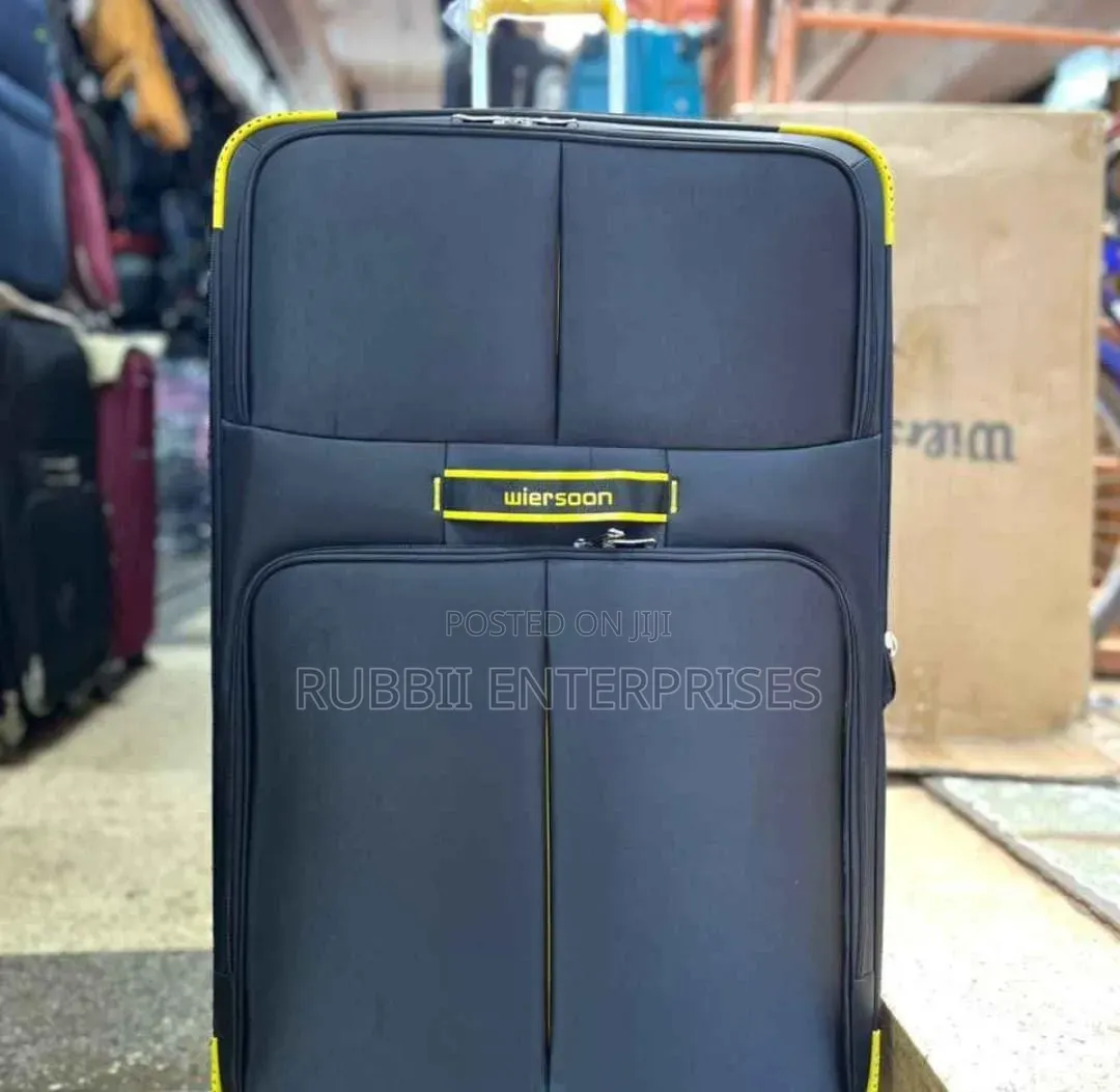 Black and Yellow Fabric Travel Suitcases.(Large)