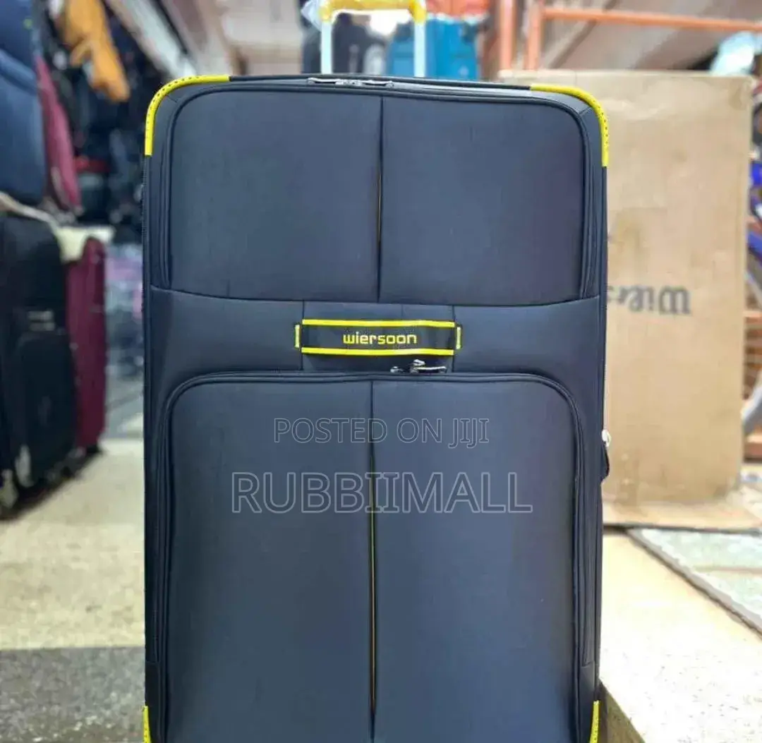 Black and Yellow Fabric Travel Suitcases.(Large)