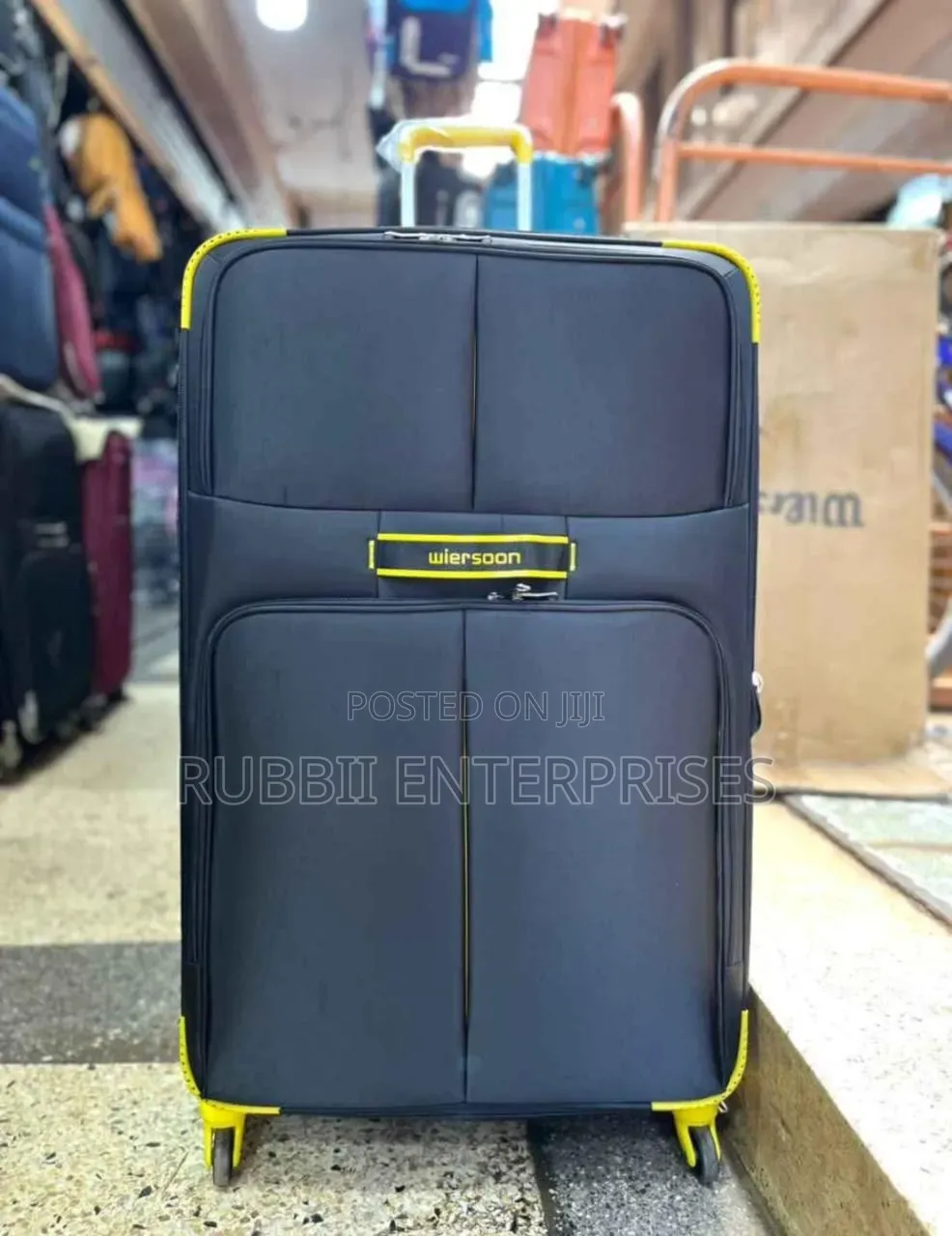 Black and Yellow Fabric Travel Suitcases.(Large)