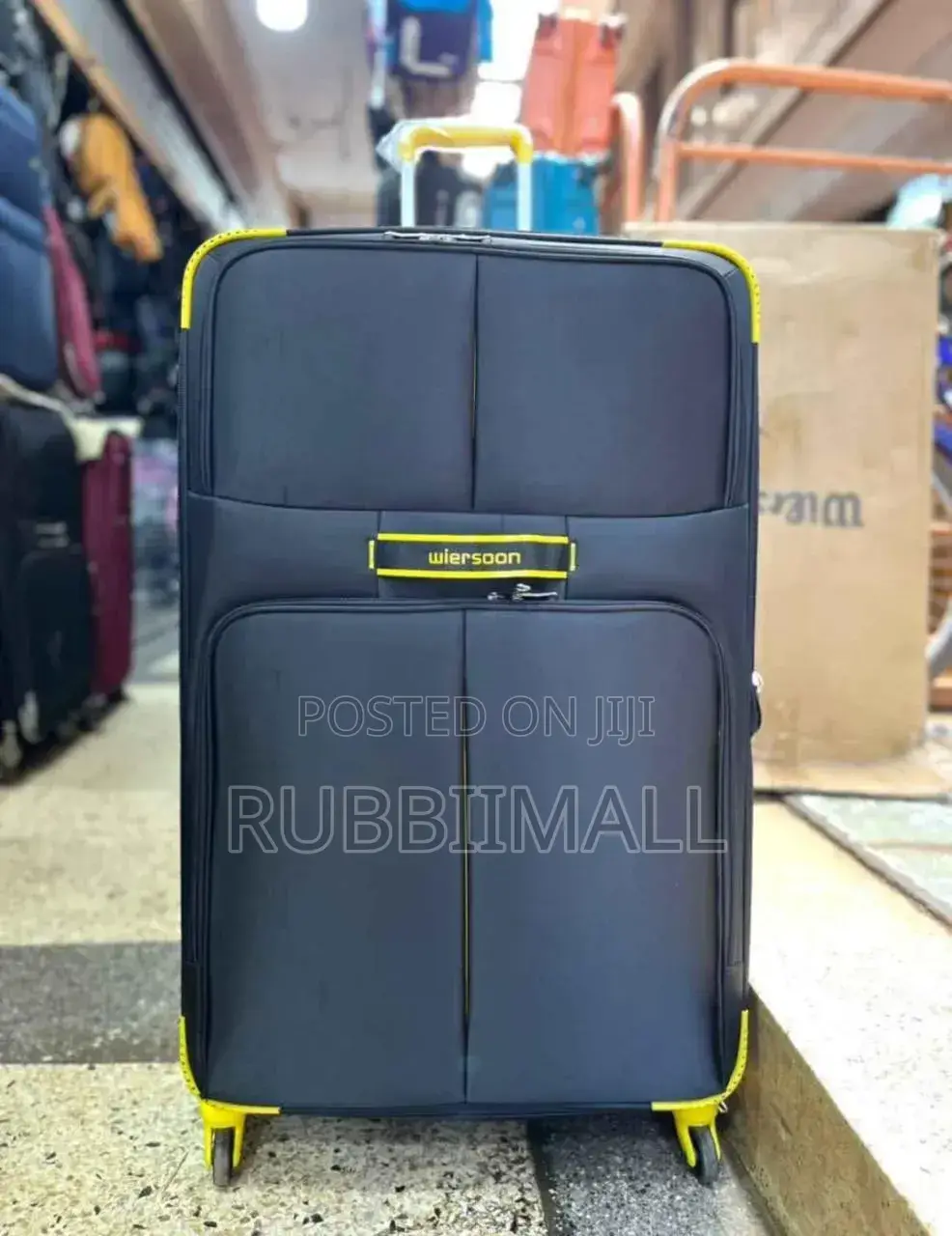 Black and Yellow Fabric Travel Suitcases.(Large)