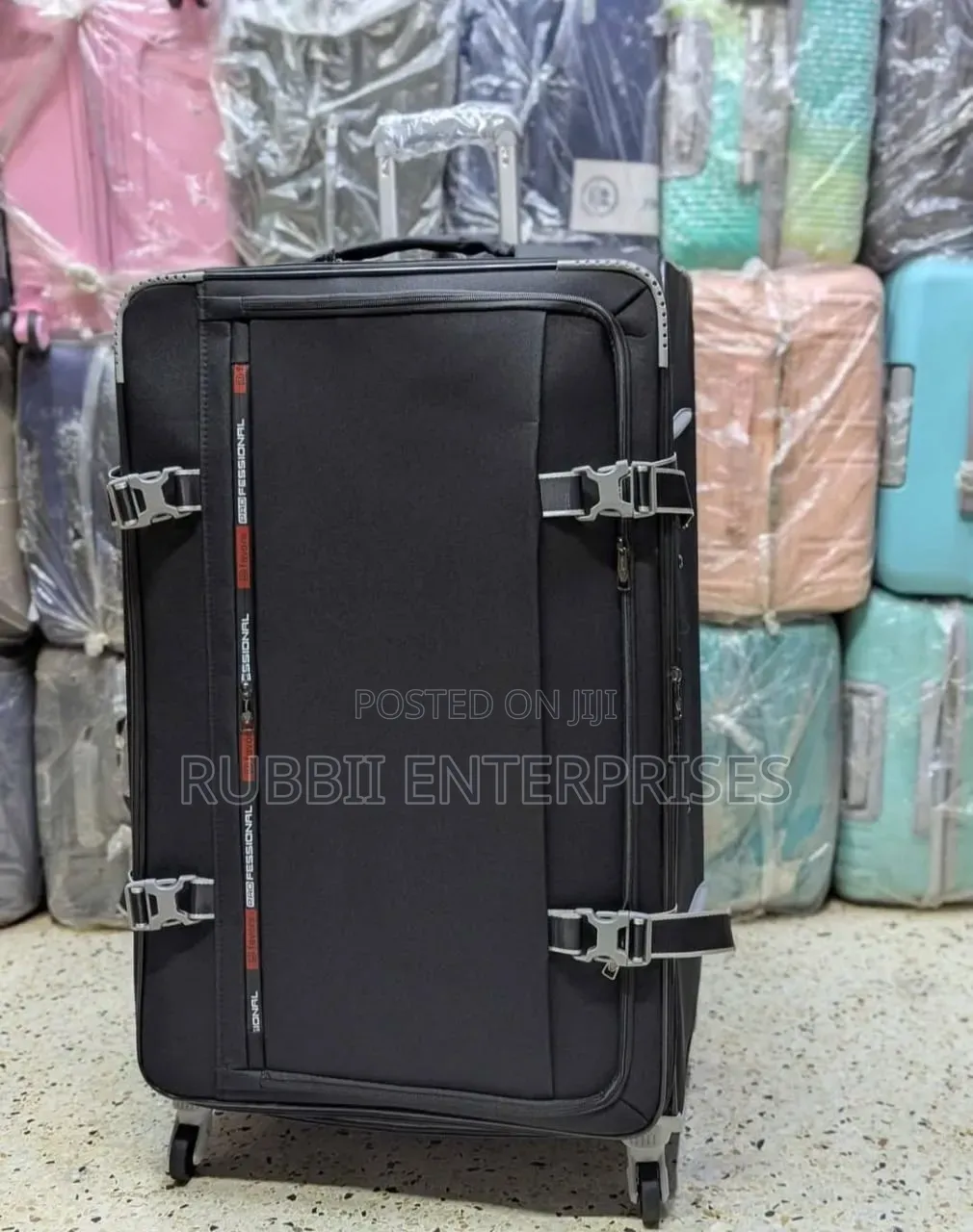 Black Dfavors Soft-Side Oxford Cloth Rolling Suitcases (Large)