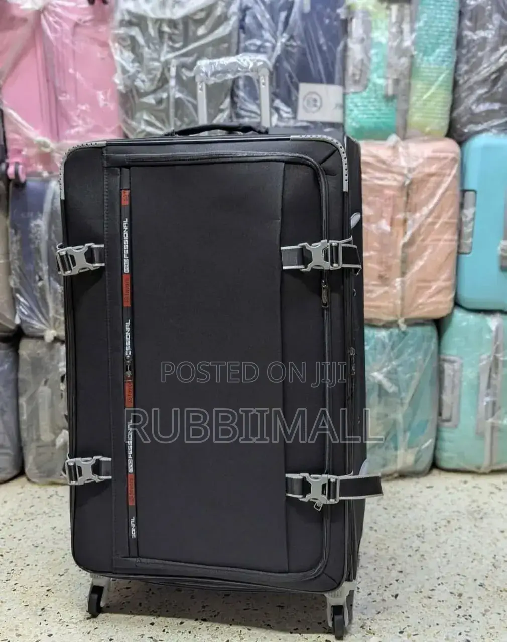 Black Dfavors Soft-Side Oxford Cloth Rolling Suitcases (Large)