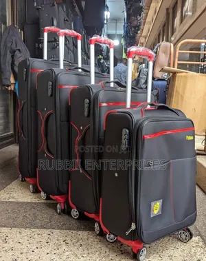 Black and Red Nylon Fabric Suitcase 4 in 1