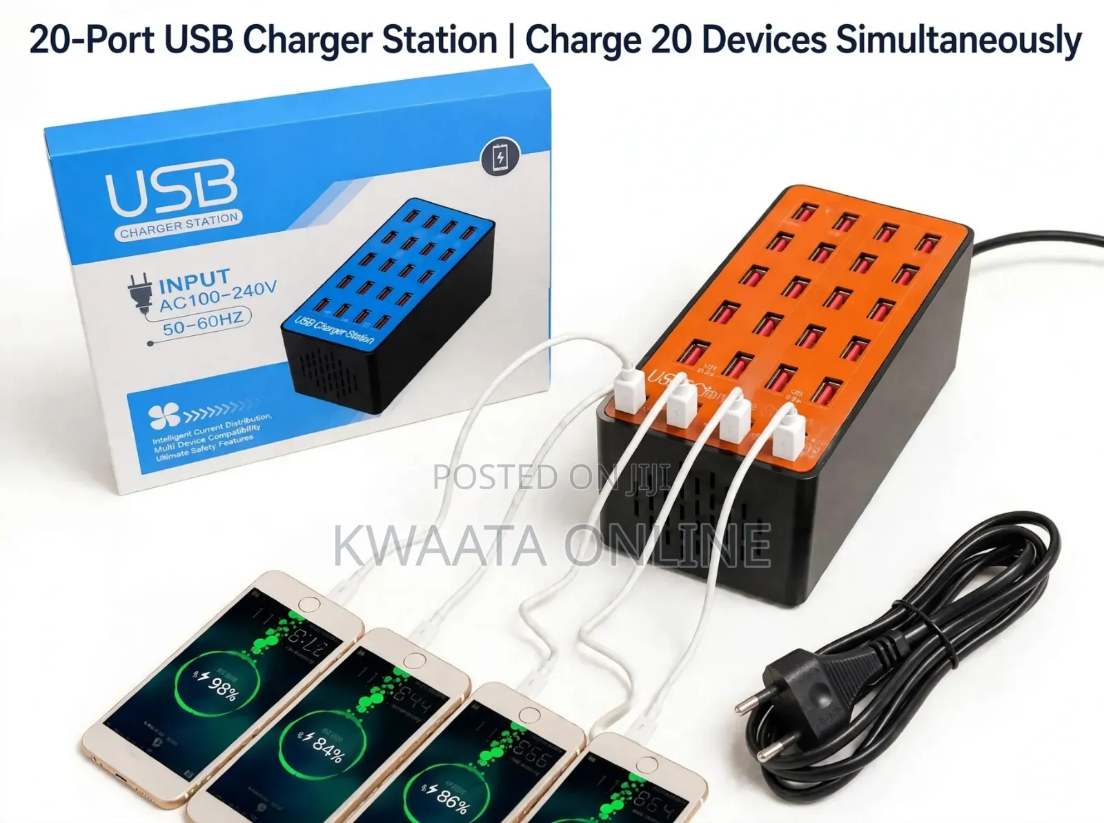 80W USB Charging Station, 20 Port USB 5V 20A Universal Fast Charger