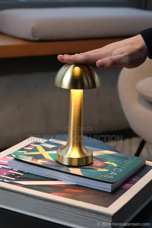 Portable Gold Mushroom-Shaped Cordless LED Table Lamp
