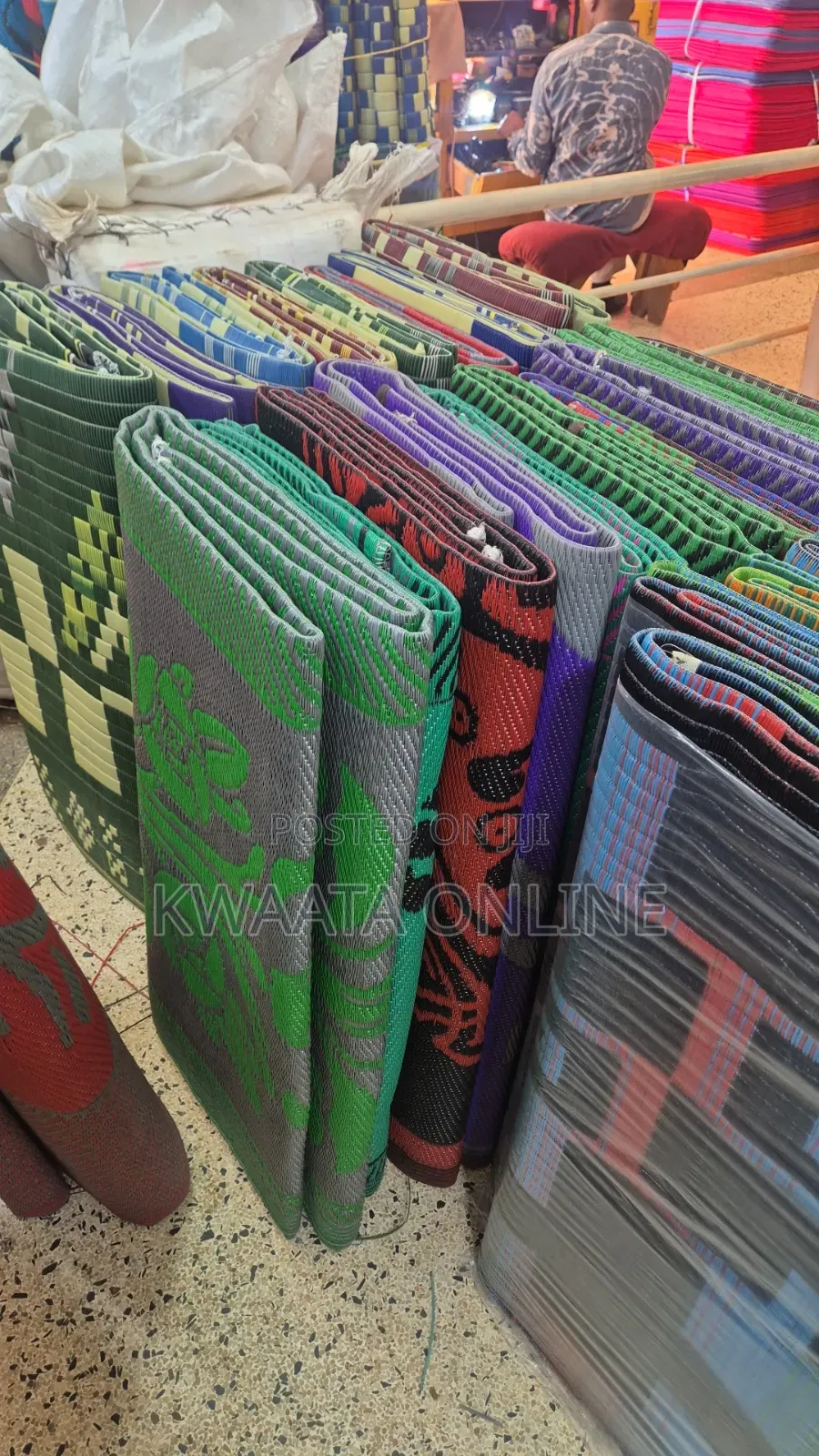 Woven Plastic Floor Mat (Chatai) Multi Design [9ft X 12ft] Prayer Mat