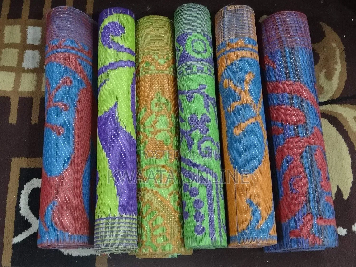 Woven Plastic Floor Mat (Chatai) Multi Design [9ft X 12ft] Prayer Mat