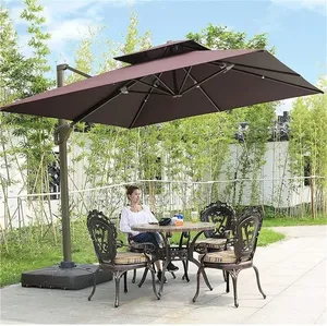 Double-Tiered Square Large Cantilever Patio Umbrella
