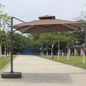 Double-Tiered Square Large Cantilever Patio Umbrella