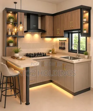 Kitchen Cabinets With Peninsula in Any Colour or Design 7,000,000/-