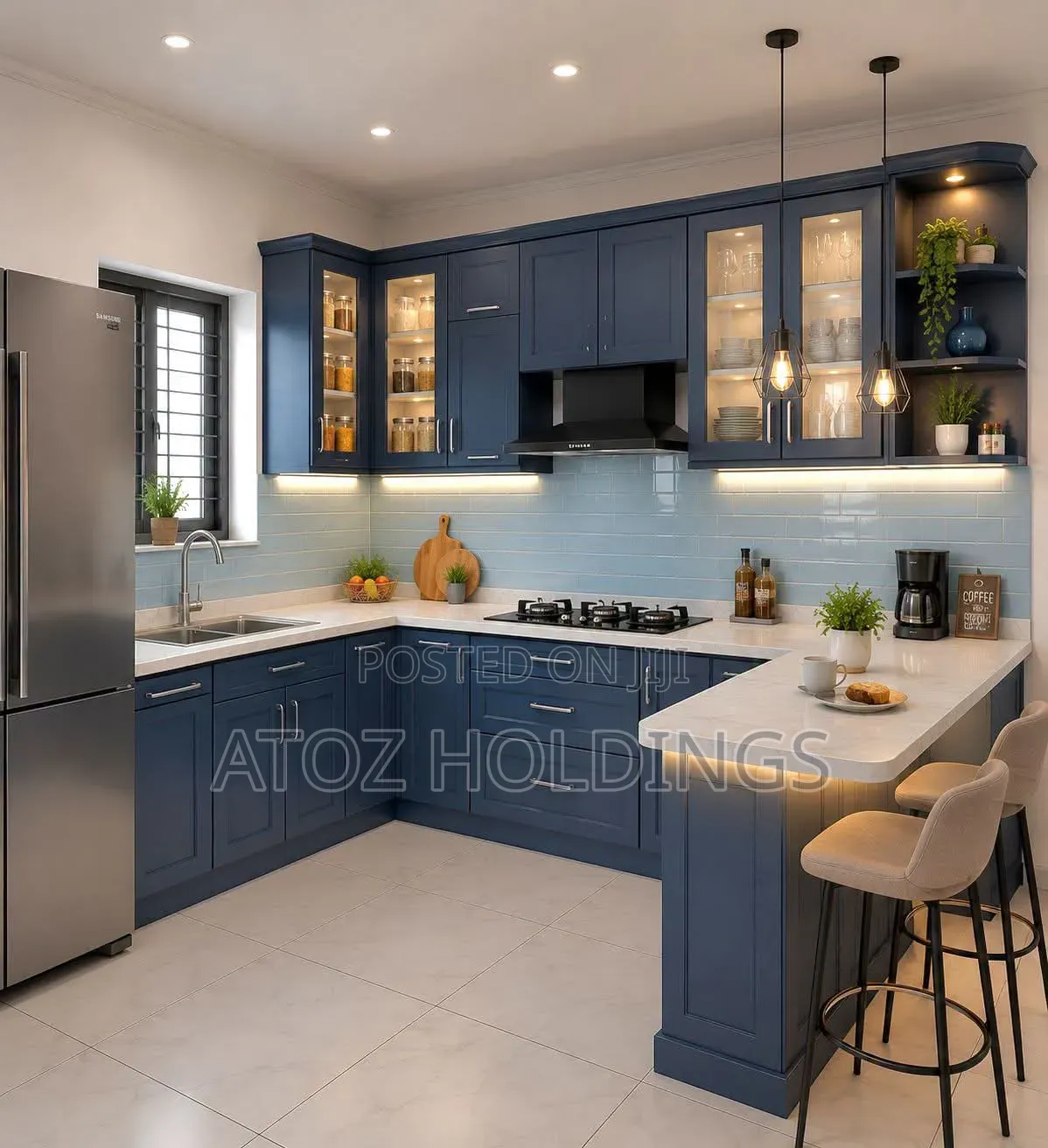 Kitchen Cabinets With Peninsula in Any Colour or Design 7,000,000/-