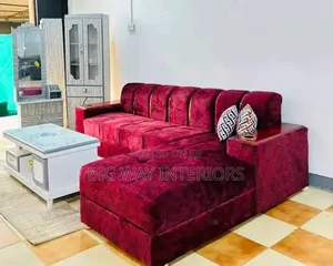 Maroon L Sofa Set 5 Seater