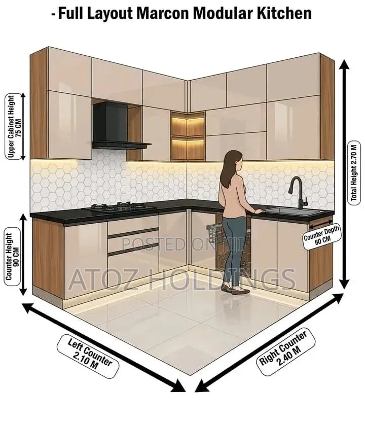 Kitchen Cabinets L Shape Types From 5,000,000/- Per Running Meter