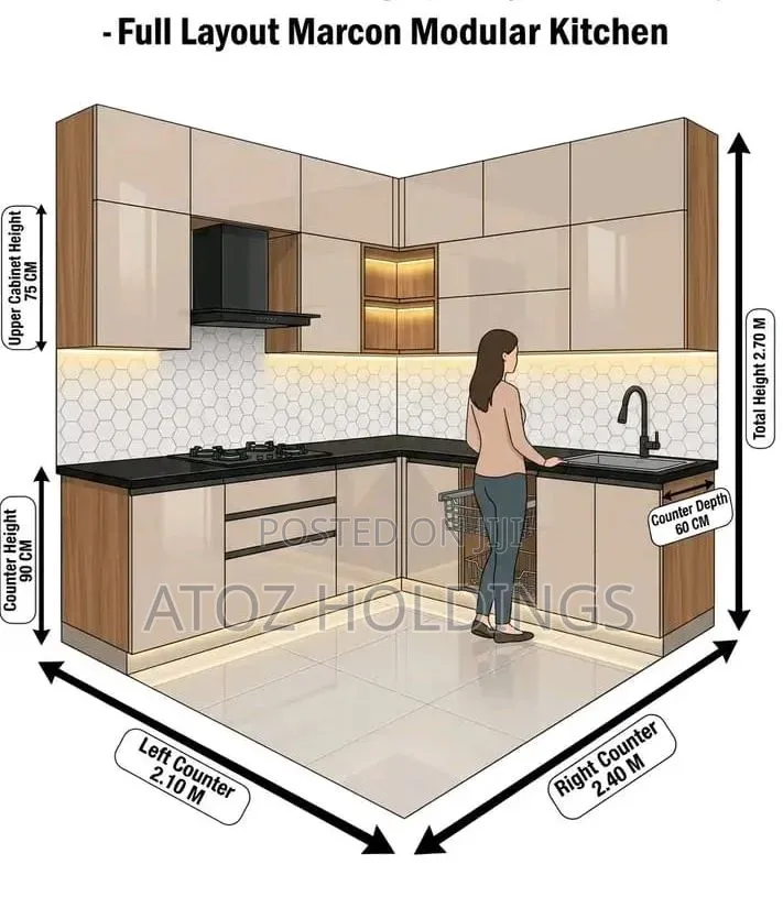 Kitchen Cabinets L Shape Types From 5,000,000/- Per Running Meter