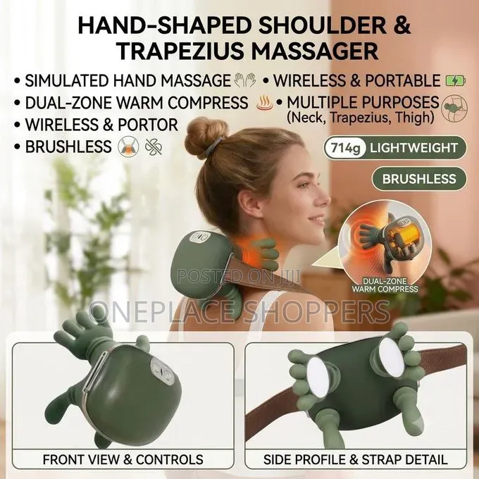 4D Neck Shoulder Massager Deep Tissue Shiatsu Bionic Palm Kneading