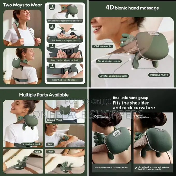 4D Neck Shoulder Massager Deep Tissue Shiatsu Bionic Palm Kneading