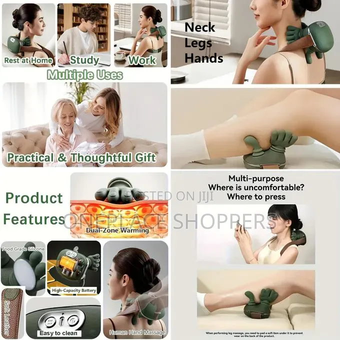 4D Neck Shoulder Massager Deep Tissue Shiatsu Bionic Palm Kneading
