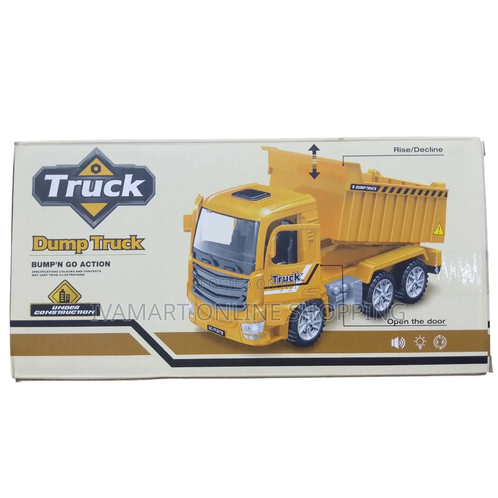 Kids Interactive Yellow Dump Truck Toy – Bump 'N Go, Lights Sounds