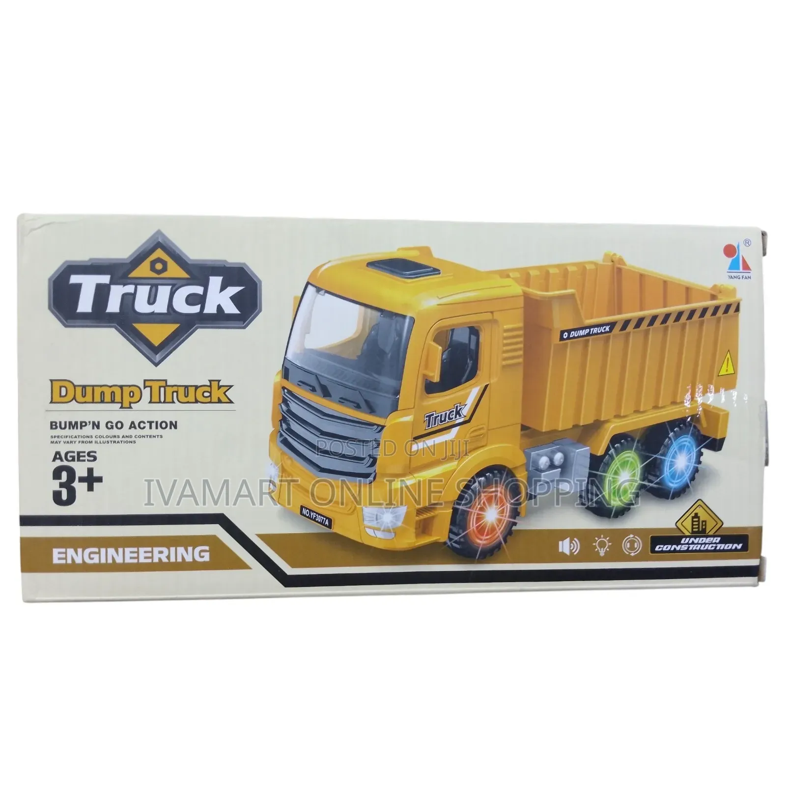 Kids Interactive Yellow Dump Truck Toy – Bump 'N Go, Lights Sounds