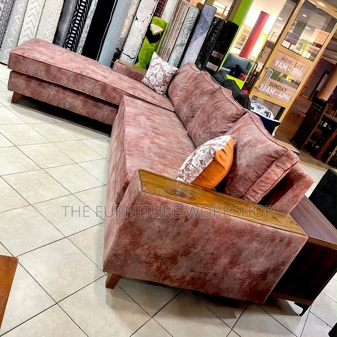 L Shaped Sofa With Springs and Fiber