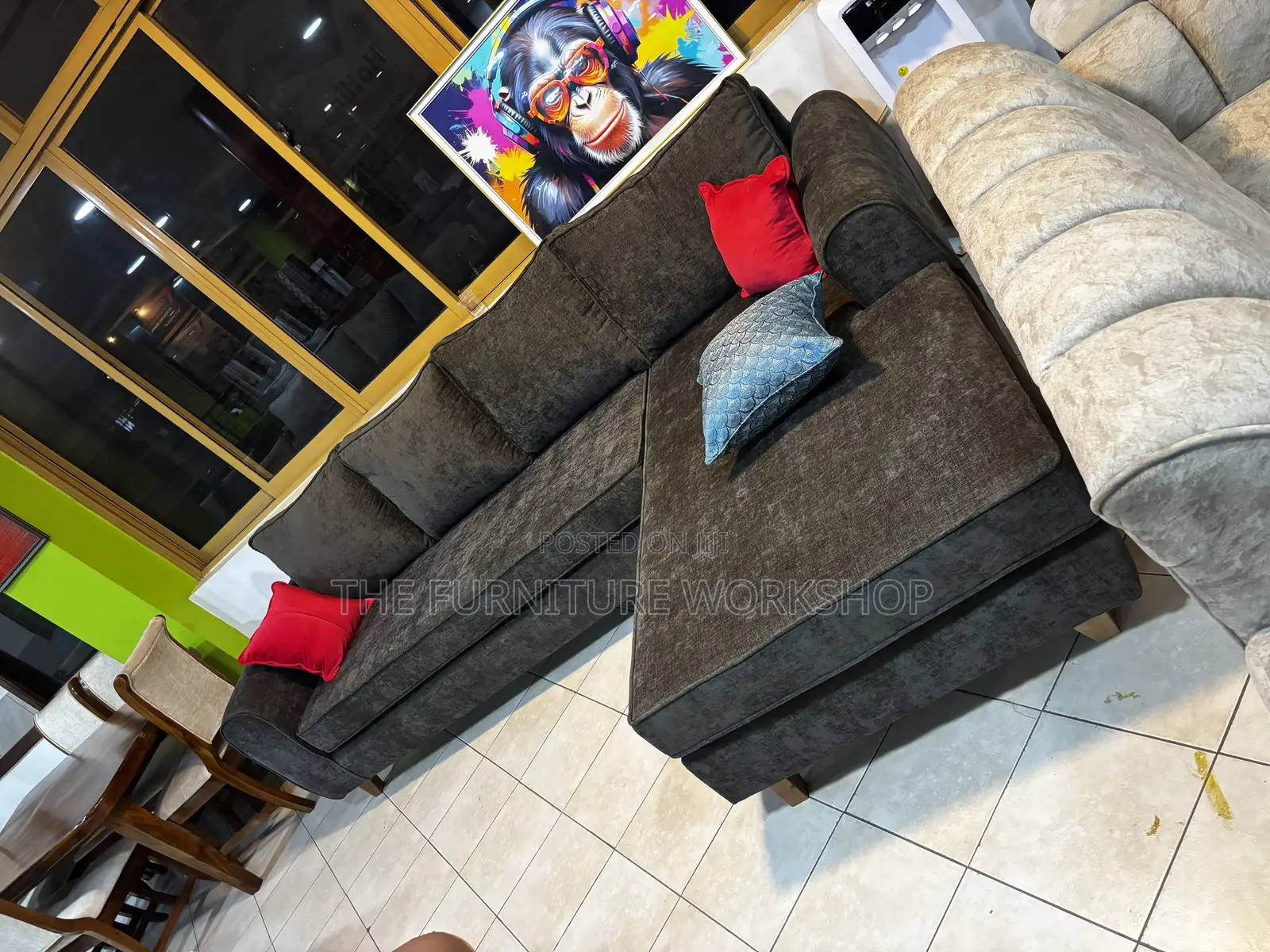 C Arm Brown Sofa