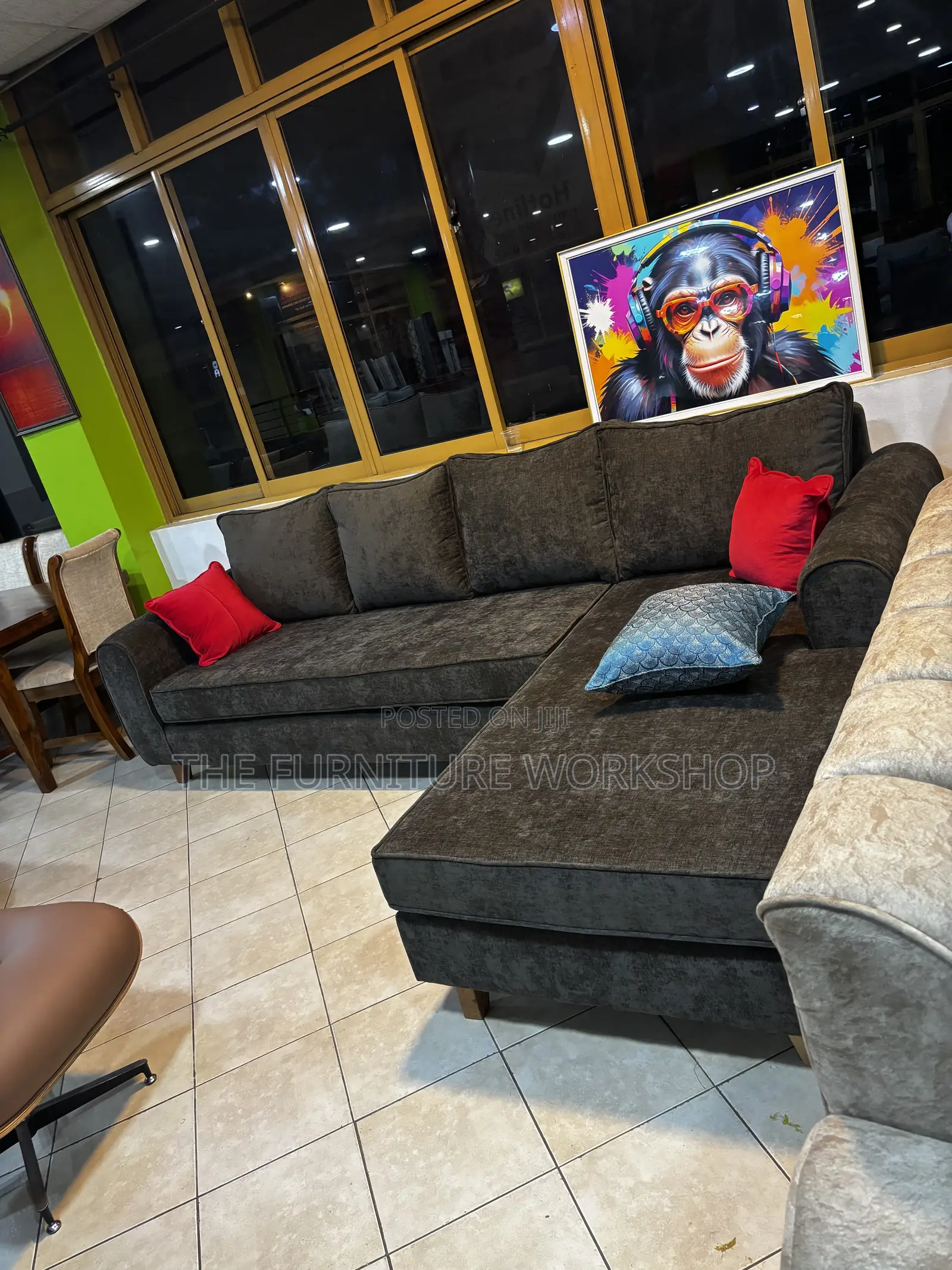 C Arm Brown Sofa