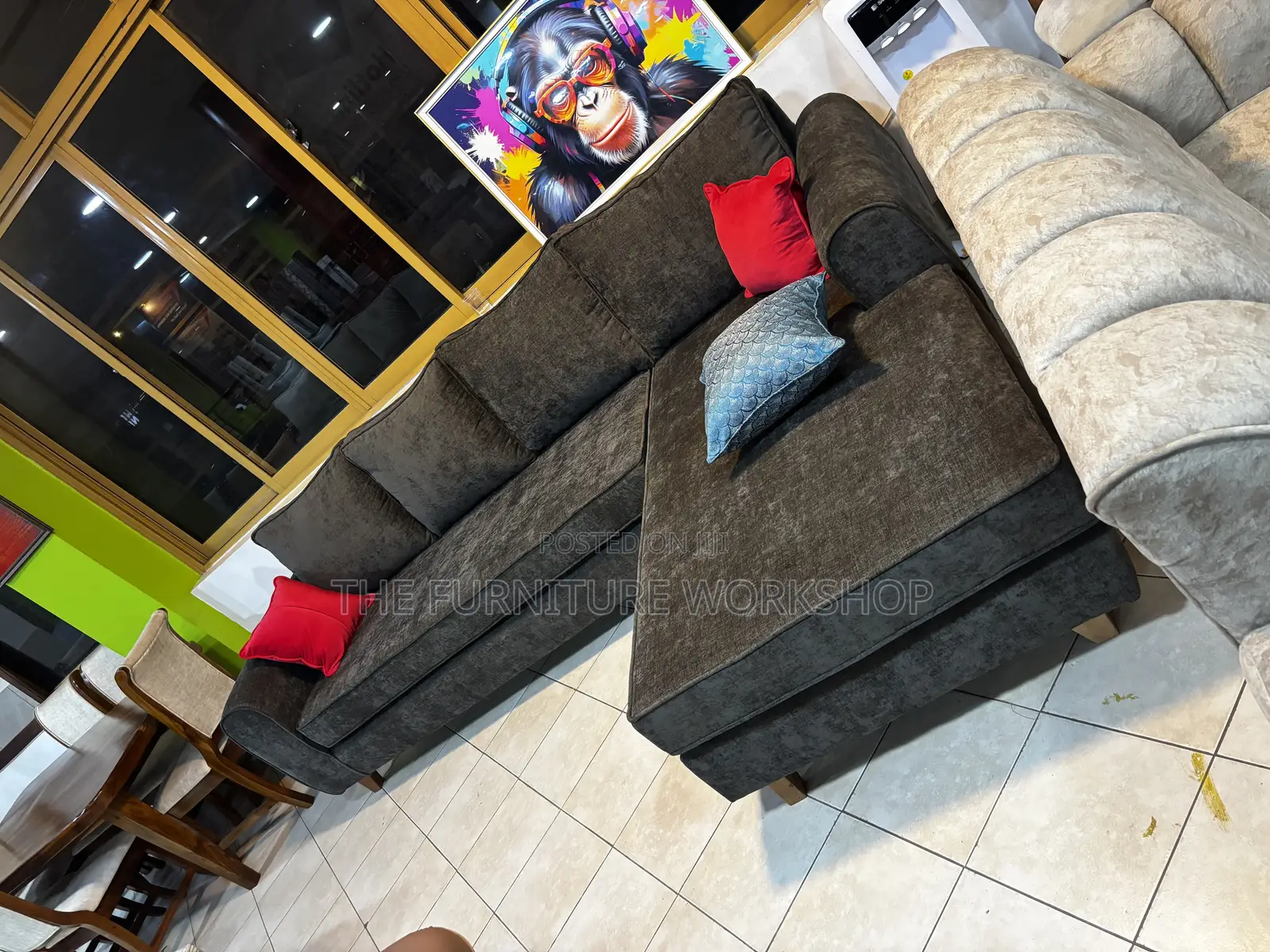C Arm Brown Sofa