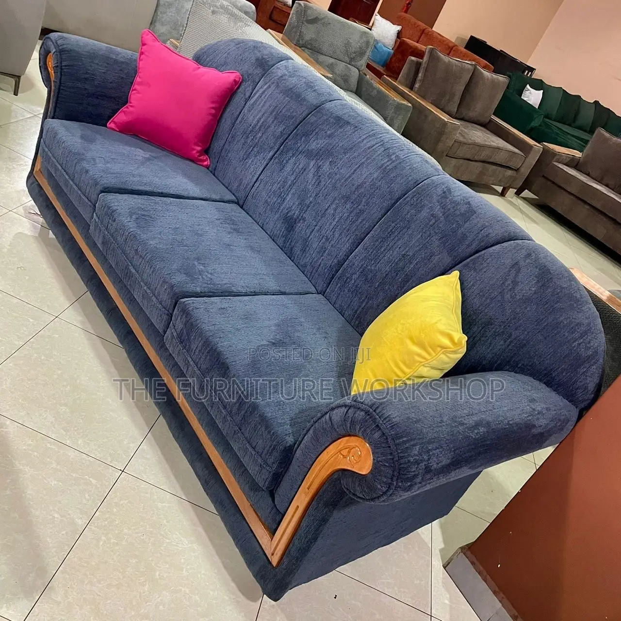 Blue Vintage Sofa . Springs Inside . Artistic