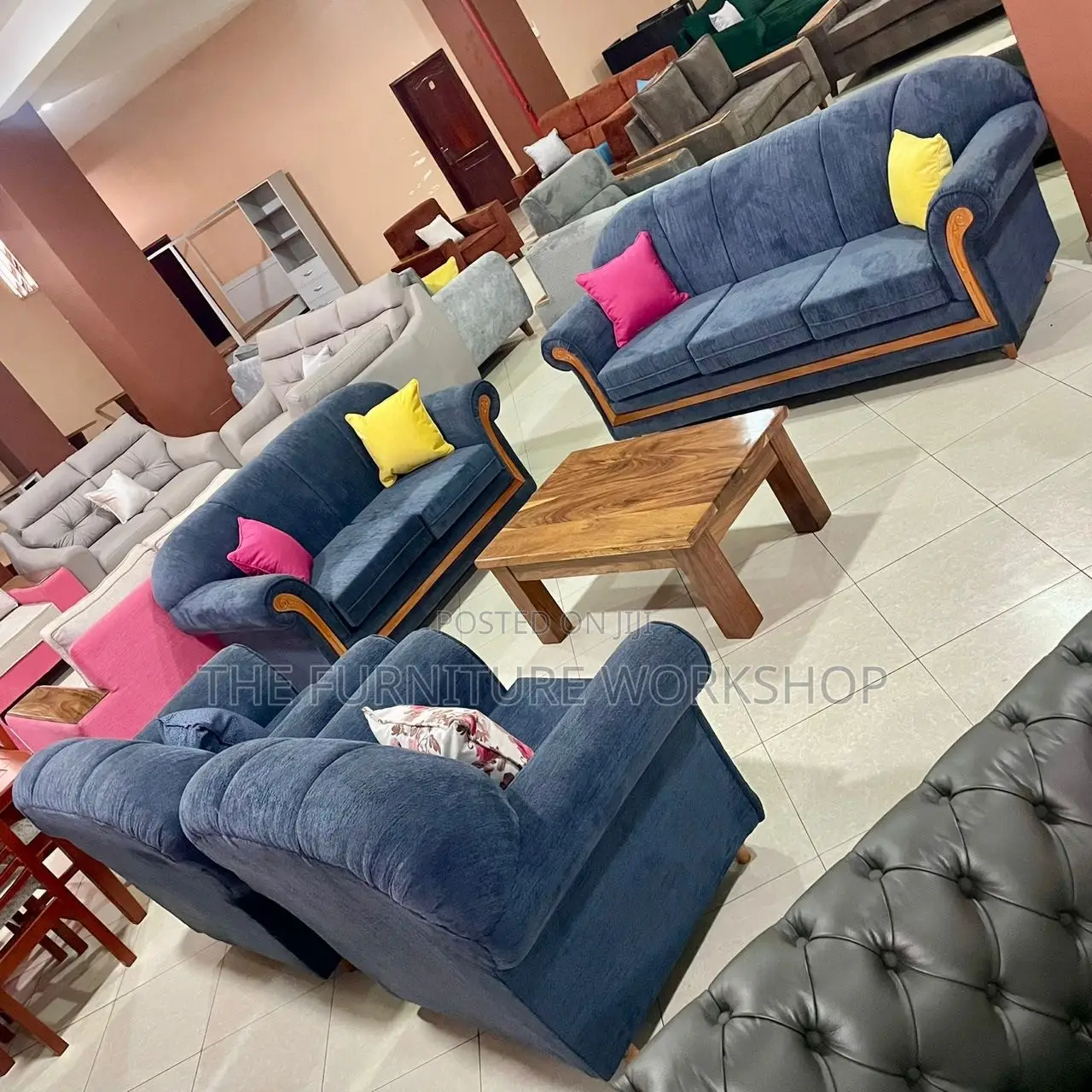 Blue Vintage Sofa . Springs Inside . Artistic