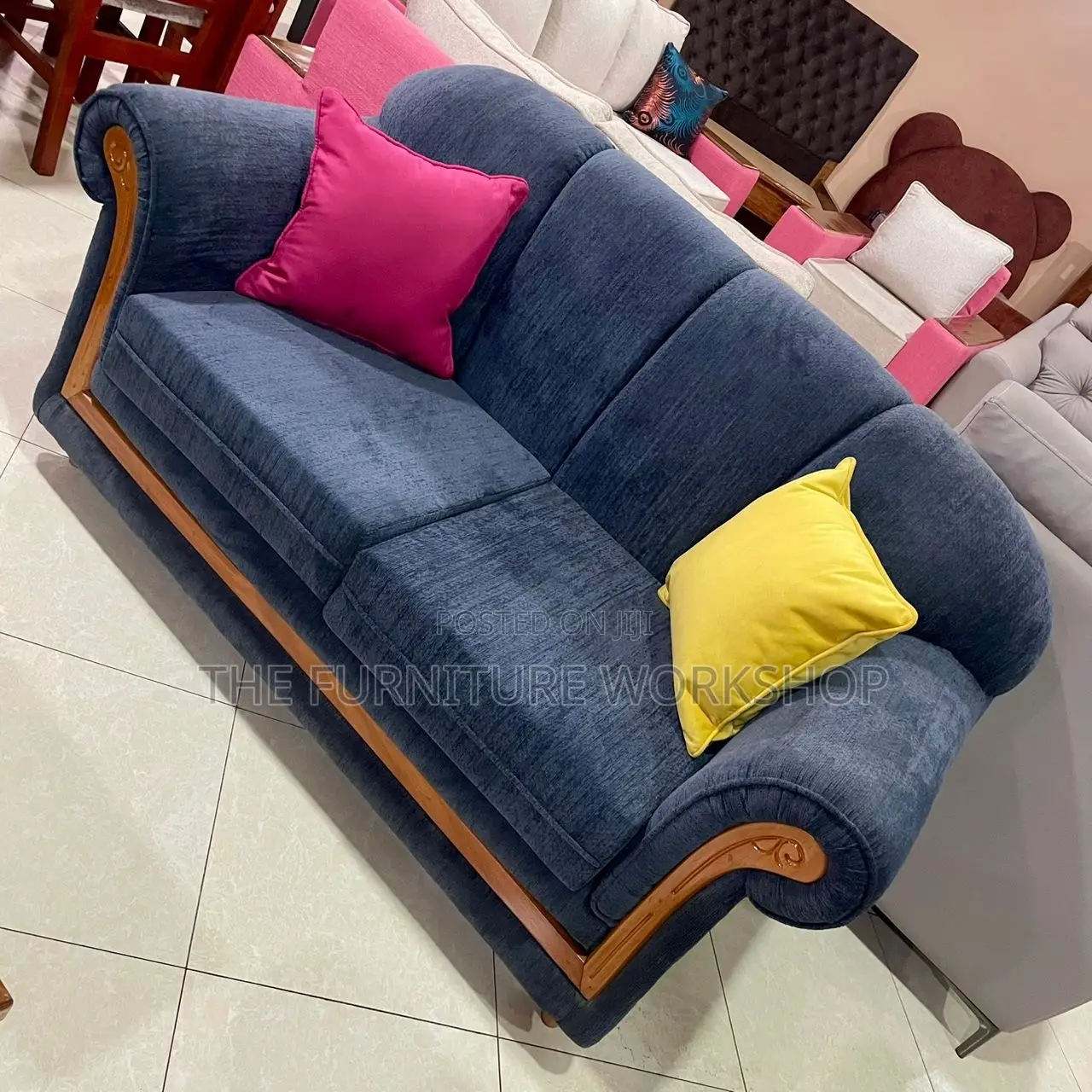 Blue Vintage Sofa . Springs Inside . Artistic