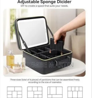 Portable Makeup Organizer Case With LED Mirror