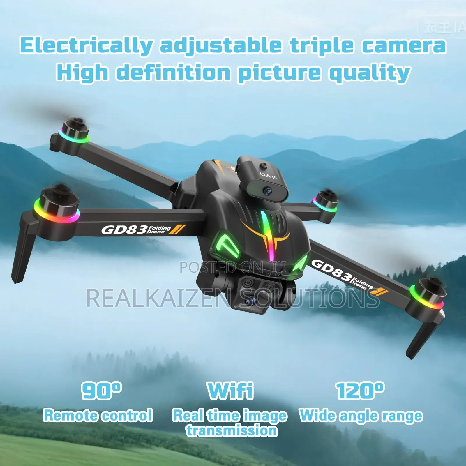 GD83 1080P HD Folding Drone| Lights, 360° Obstacle Avoidance