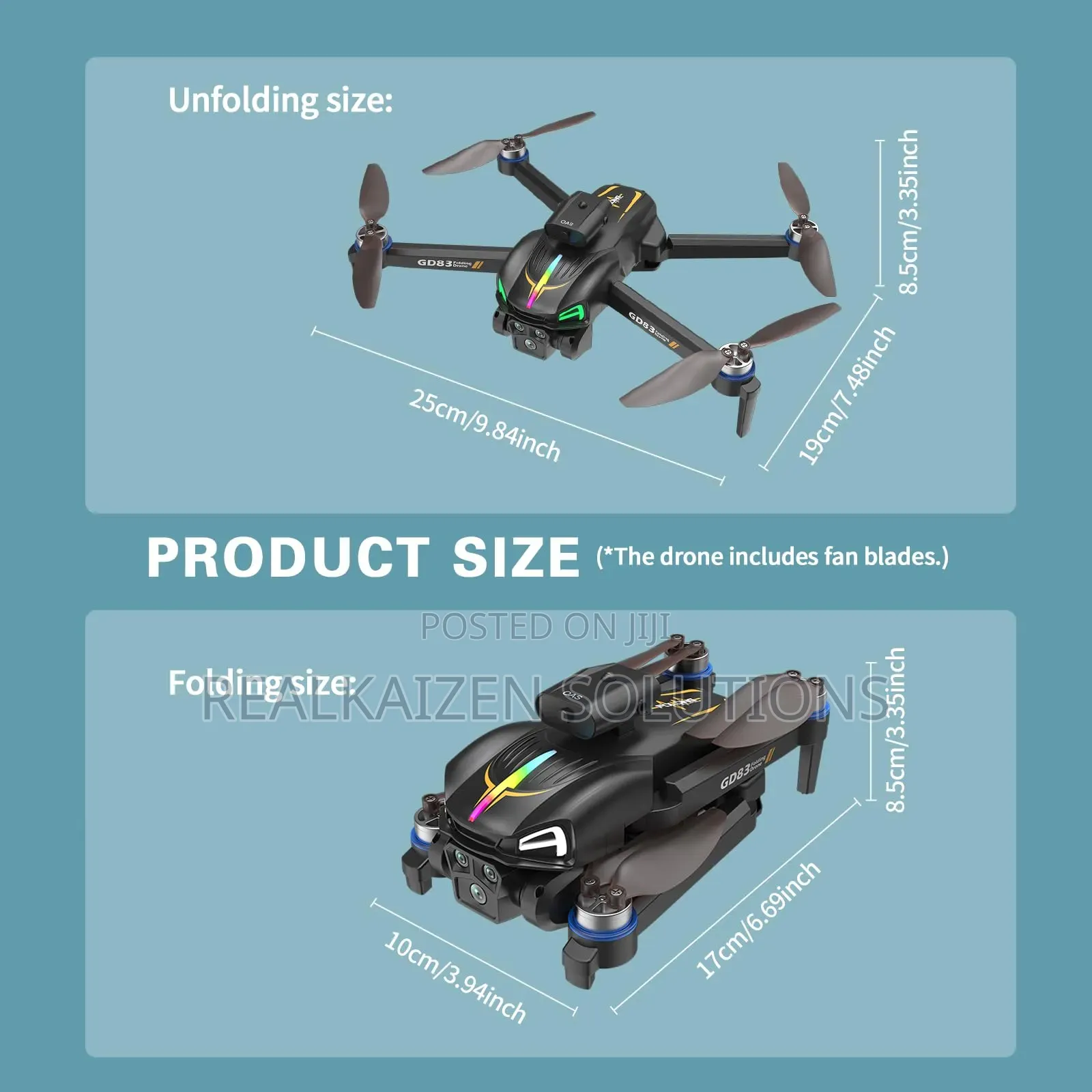 GD83 1080P HD Folding Drone| Lights, 360° Obstacle Avoidance