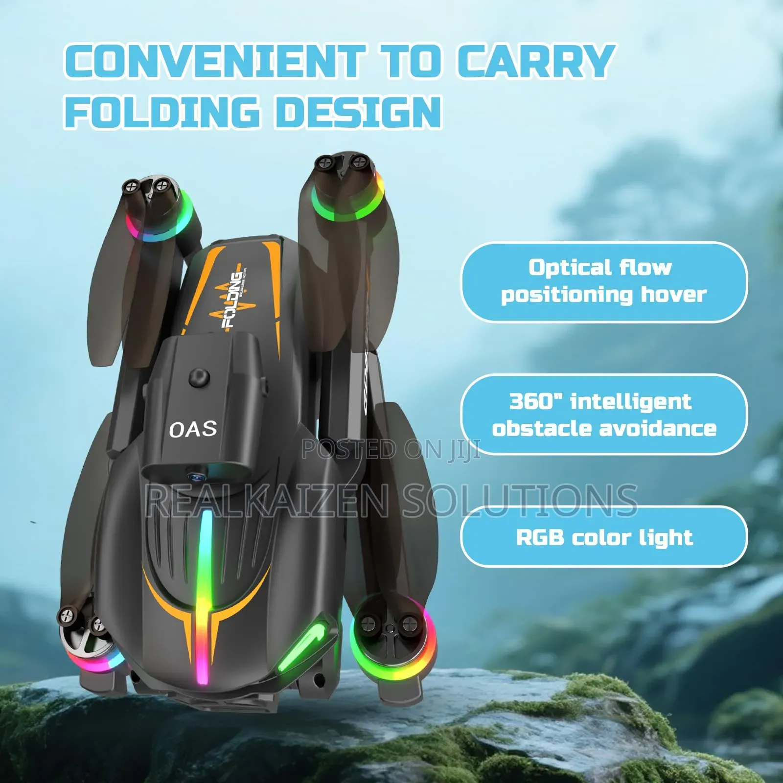 GD83 1080P HD Folding Drone| Lights, 360° Obstacle Avoidance